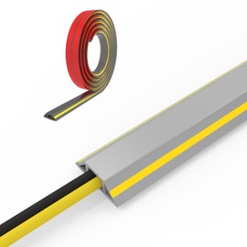 Acesolid 10 FT Self-Adhesive Floor Cable Cover, 1.6" Wide Cord Organizer and Protector for Home, Office, Workshop, and Factory – Durable PVC Cord Hider for Floor Wires (GreyYellow)