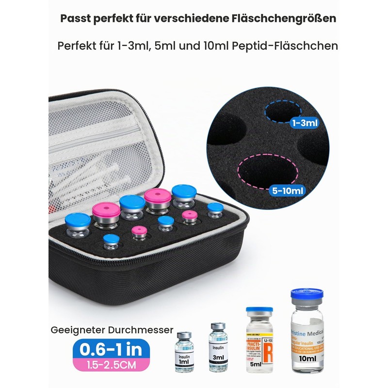 YOUSHARES Peptide Box for 3-10 ml Vials, 10 Compartment Vial