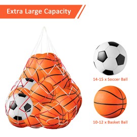 JJUNW Ball Net for 10 Balls, Ball Bag Ball Bags Ball Carry Net Ball Carry Net for 10-15 Balls, Multipurpose Sports Mesh Bag for Football Basketball Volleyball Rugby Ball Handball