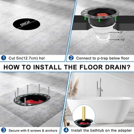 Freestanding Tub Drain Rough-in Kit, Island Tub Drain for Bathtub, Free Standing Tub Drain Kit with PVC Adapter and Brass Tail Pipes, Compatible with Floor Mounted and Copper Bathtub