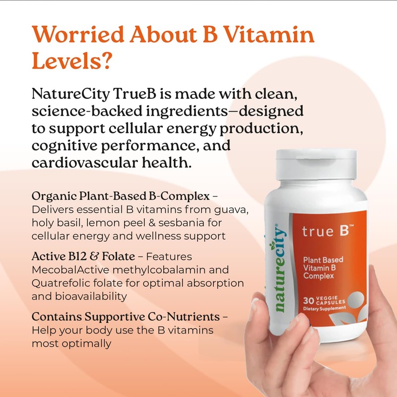 NatureCity True-B Plant-Based Super B Vitamin Complex Supplement |Made from