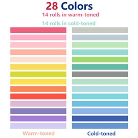 YUKUNTANG 28 Rolls Washi Masking Tape Set, 15mm 306 Yards Colorful Rainbow Pastel Decorative Colored Writable Washi Craft Tape Set for DIY Crafts Scrapbook Designs