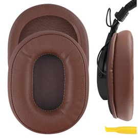 Geekria QuickFit Protein Leather Replacement Ear Pads for SONY MDR-7506, MDR-V6, MDR-CD900ST Headphones Earpads, Headset Ear Cushion Repair Parts (Brown)