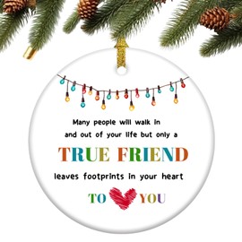 Ture Friend Bestie Gifts Christmas Ornament for Women Men, Bestie Gifts, Friendship Gifts Ceramic 3.5" with Gift Box