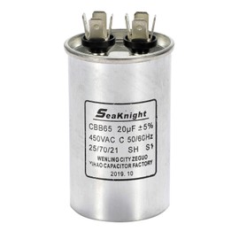 BlueNatHxRPR 20 uF MFD Motor Run Capacitor Well Pump Run Capacitor CBB65 Single Round Capacitor