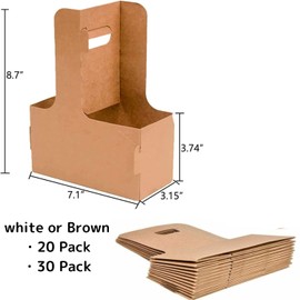 Lokiriff Disposable 2 Cups Drink Carrier, Hot and Cold Coffee Holder, Craft Paperboard with Handles for Food Delivery Shops Restaurants (Brown 20 Pack)