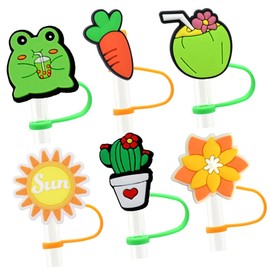 YEALQUE Random Different 50PCS 0.32in Straw Covers Cap Dust Proof Straw Tips Cover Cute Reusable Drinking Straw Toppers PVC for 7-8 mm Tumbler Cup Straws Accessories