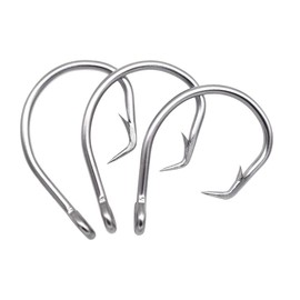 Giant Fishing Hook 6/0-28/0 Forged in-line Circle Hooks Shark & Swordfish &Tuna Hook Stainless Steel Big Game Hook Saltwater (Size 24/0-Pack of 3)