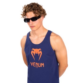 Venum Men's Standard Classic Tank Top-Navy Blue/Orange