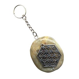 Krio® Crazy Lace Agate Crazy Lace Agate/Keyring/Accessory – with the Flower of Life Design