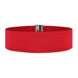 BlackButterfly Wide Waist Cinch Stretchy Elastic Material Waistband Retro Vertical Buckle Belt, red