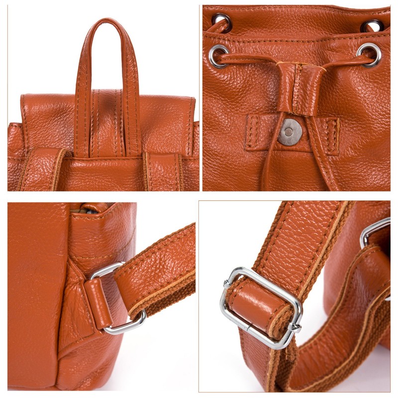 DRF Women Leather Backpack Purse Weekend Daypack Travel BG-121 (Brown)