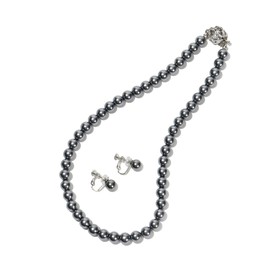 CRANES COLLECTION Natural High Quality Pearl, Shell Pearl, 0.3 inch (8 mm) Beads, Necklace, 2-piece Set, Case Included, Necklace size 42 cm, Natural Shell Pearl, Brass Rhodium Plated, Natural Shell