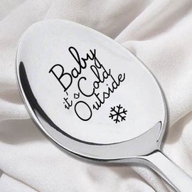 Baby Its Cold Outside Christmas Spoon Gift Basket Ideas Coffee Tea Cereal Breakfast ice cream Engraved Spoon