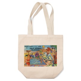 Lantern Press Palm Springs, California, Having A Swell, tering Time; Comic Cartoon (100% Cotton Canvas Reusable Tote Bag)