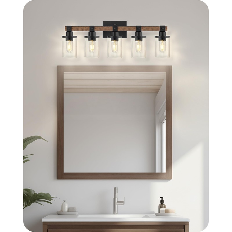 GOEBLESON 5-Light Bathroom Light Fixture, Farmhouse Vanity Lights for Bathroom