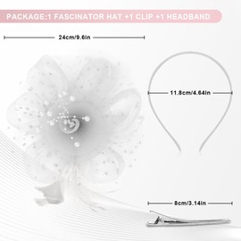 Bluckincle White Fascinators for Women Fascinators Hats for Womens Fascinator Tea Hat Fascinator Headband Tea Party Hats for Women Derby Hats 2025