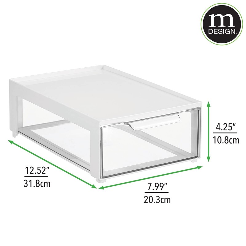 mDesign Plastic Stackable Office Storage Organizer Bin Containers with Front