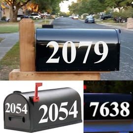 5 Sets (3" x 3 set, 4" x 2 set) Reflective Mailbox Numbers Sticker Decal Sets Die Cut Classic Style Waterproof Address Number Self Adhesive for Mailbox,Window,Door,Cars,Trucks,Home,Business
