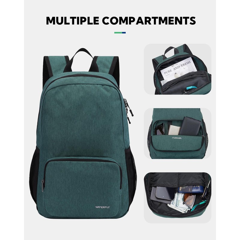 Waterfly 20L Foldable Backpack Daypack: Packable Travel Backpack Folding Rucksack
