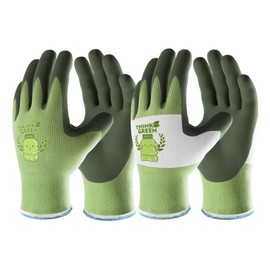 COOLJOB 2 Pairs of Gardening Gloves for Children 8-10 Years, Children's Work Gloves Made of Recycled Polyester, with Rubber Coating (2 Pairs S)
