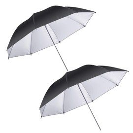 Reflective Umbrella 2 x 43" Photo Studio Black Silver Photography Umbrella, Ideal for Portraiture Product Object General Photography Video Lighting, 2 Packs