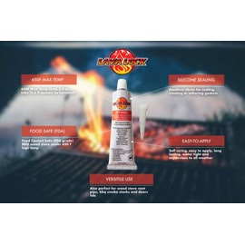 LavaLock RTV 650 F BBQ Grill Smoker Sealer Hi Temp Silicon Adhesive 3 oz. (2.8 Fluid Ounce)