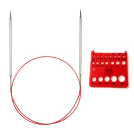 addi Aguja circular de encaje plateado (Turbo Rocket) con cordón dorado (versión UE) y 1 calibre de aguja rojo de 40 cm, talla US 6 (4 mm)