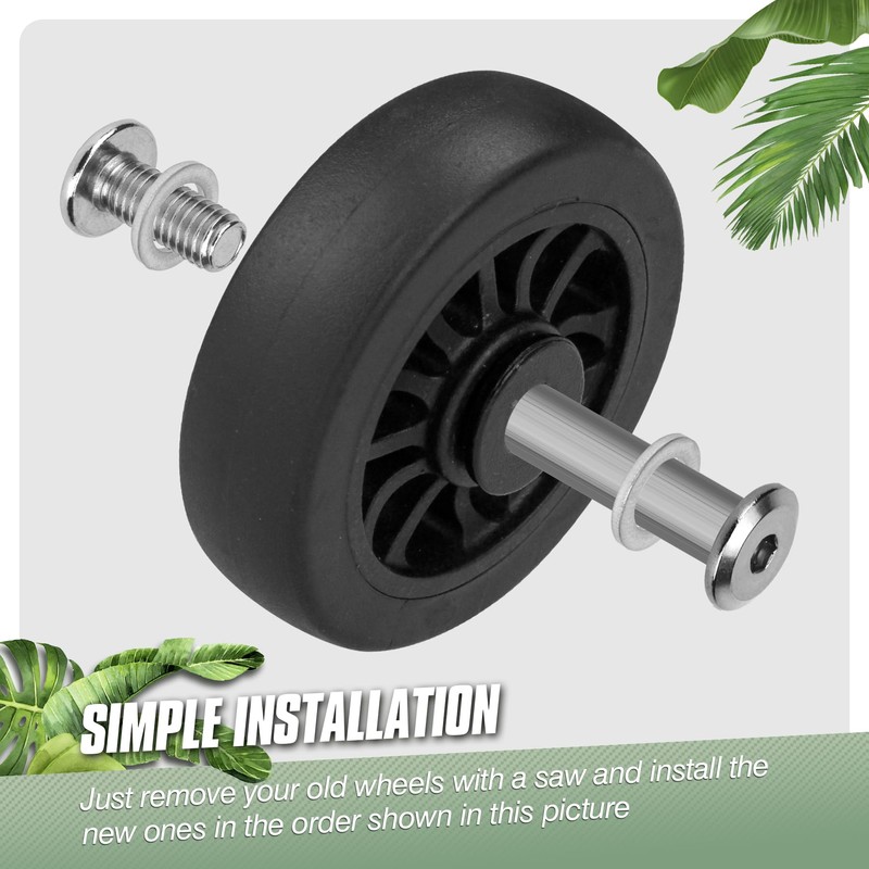 Vivikivi 4 Pcs Suitcase Wheels Replacement Universal Mute Luggage Suitcase