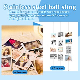 WUSJCOF Pack of 2 Photo Rope Photo Wire Rope Photos Hanging Photo Line with 35 Magnets Clips Photo Chain To Hang Pictures String of Photos Postcards (200 cm x 1.5 mm)