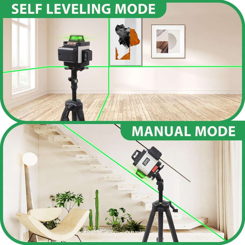 Laser Level, ZPD Laser Level with Tripod, 4 x 360