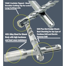 SDS Plus Hammer Drill Bit 15Pcs 9/16 in. x 6 in. Masonry Concrete Rock Drill