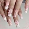 24 Pieces Press On Nails Medium Length Rhinestone Pink False