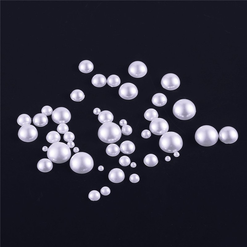 DECORA 500pcs White Flat Back Cabochons Pearls Half Round Faux
