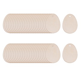 Yookat 50 Pieces Wooden Cutout Easter Egg Ornaments Egg Wood DIY Crafts Cutouts Unfinished Wood Slices for Painting Crafts and Easter Decorations (1.57 inch)