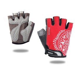VEBE - Guantes de ciclismo para mujer, antideslizantes, a prueba de golpes, guantes cortos para montar al aire última intervensión, ciclismo de montaña, guantes (rojo2, L)