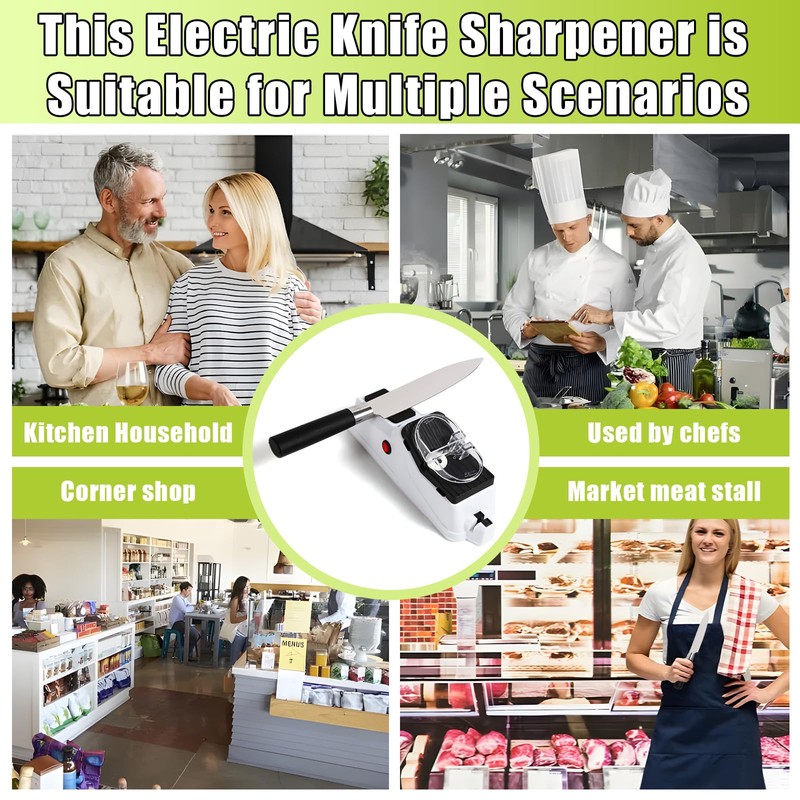 Gusneck Electric Knife Sharpener,(USB) Double Sided Knife Sharpener,Quick Sharpening &