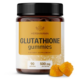 HERBAMAMA Reduced Glutathione Gummies -Antioxidant Supplement Support for Skincare & Liver Cleansing Gummy - Non-GMO, Gluten-Free 500mg - Banana Flavor 90 Chews Per Bottle