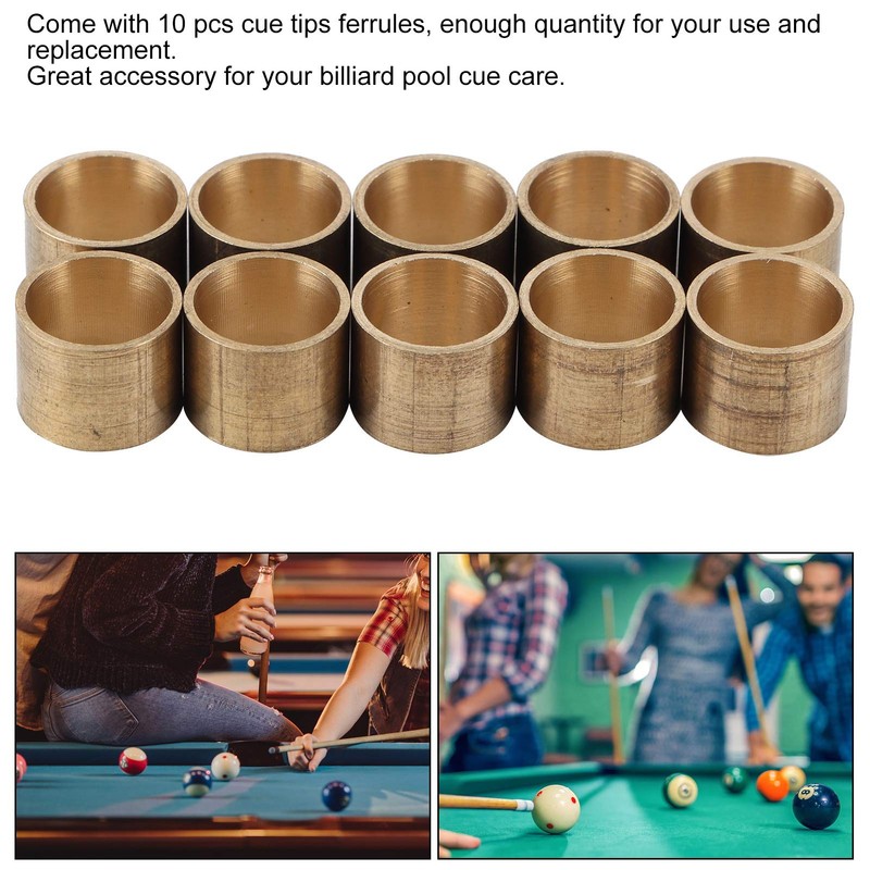 10PCS Pool Cue Ferrules, Brass Billiards Cue Tips, Billiard Cue