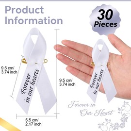 OYZOQ Mourning Bows with Text, for Funeral Funeral Accessories and Funeral Bows, White, Pack of 30