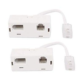 Uvital RJ45 to BT&RJ11 Secondary Splitter Telephone Adapter Converter Connector Cable, RJ45 Male to UK BT&RJ11 2 Female Socket Cord Separator for Ethernet RJ45 Secondary Phone Line (2 Pack)