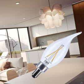 Satco 5.5W CA10 LED Light Bulb 5000K Natural Light 500 Lumens Clear Flame Tip 300 Degree Beam E12 Candelabra Base 92 CRI Dimmable Wet Rated IP65 Enclosed Fixture Rated 120V S12509 (24 Pack)