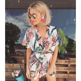 Flower Leaf Dangle Earrings for Women Acrylic Lightweight Triple Leaf Dangling Earrings Boho Flower Plam Leaf Dangly Drop Earrings Summer Beach Earrings Jewelry Accessories Gifts (tiple leaf earrings)