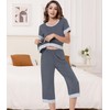 NACHILA Women's Pajamas-Viscose Made from Bamboo, Short Sleeve Pleated Pj
