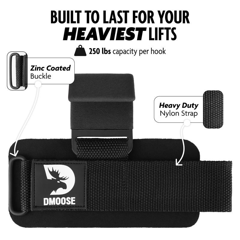 DMoose Weight Lifting Hooks for Heavy Duty Workouts - Color:
