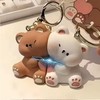 Cute Couple Keychain, 2PCS Mini Kawaii Cartoon Statue Bears Panda