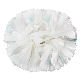 Hooshing 2PCS White and Rainbow Cheerleading Pom Poms with Baton Handle Cheer Pom Poms for Sports Team Spirit Games Cheering