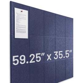 WALLHERO Large Cork Board Alternative | 15 Pack | Sizing Up to 59”x36”, Felt Wall Tiles, Office Wall Decor, Large Cork Boards for Walls, Corkboard, Cork Board for Office, Pin Board, Blue