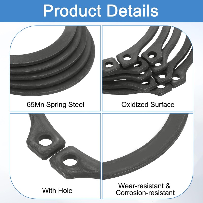 sourcing map 5Pcs 2" Internal Retaining Ring Circlip, 65 Mn