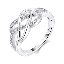 YL Celtic Ring, 925 Sterling Silver 5A Cubic Zirconia Anniversary Eternity Celtic Knot Ring for Women, Silver, Cubic Zirconia